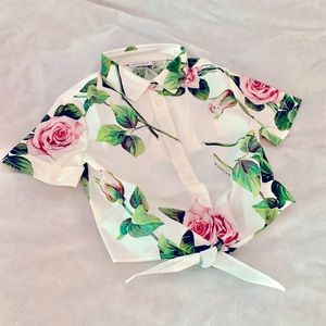 Dolce & Gabbana Ivory Cotton Cropped Blouse